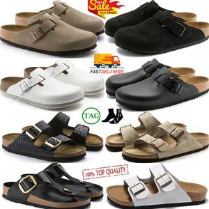 Boston Clogs tofflor Designer Sandaler Birks glider spänne kork vinter kvinnor män Arizona Mayari Clog läderhuvud Pull Slide Flat Clog Casual Platform Shoes