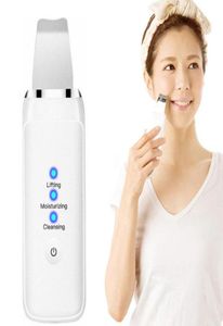 Usb recarregável ultrassom massagem facial limpeza da pele hidratante levantamento purificador espátula rosto v forma elevador pá cravo4606284