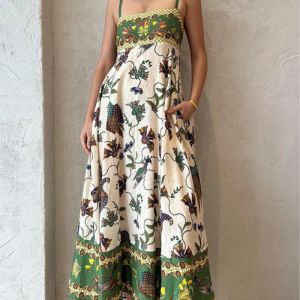 Sukienka 2023 Sukienka Summer Sukienka do nadruku kieszonkowa sukienki Sukienki Modna seksowna bohemian styl vestidos para mujer femme sukienka