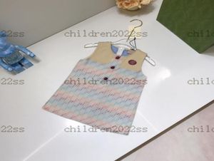 22SS 달콤한 공주 소매 소매 소매 드레스 여름 빨간색 캐주얼 드레스 T 셔츠 새로 Highend Girls Cotton and Linen Blend Skirts Children 2505882