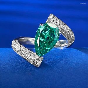 Klaster Pierścienie ZOCA UPELEKTAMI 925 STRINLING SREBRNA WODA WODY SYNTETYCZNA PARAIBA HIGH CARBIEL DIOND FOR WEDDIN Party Fine Jewelry