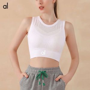 Lu Align Womens T-Shirt Outfit AL Crop Tops Sports One Piece Cup Comfort Support Running Yoga Fitness Tank Top Gathered Mesh Bra Gym Shirt Jogger Gry Lu-08 2024