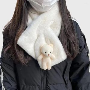 Kamizelki męskie urocze kreskówka niedźwiedź pluszowy szalik studentka zima koreański styl sztuczny futro ciepło zagęszczony szaliki jesienne dziewczyna prezent