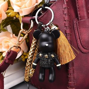 Designer Bomgom Tassels Cartoon Popobe Gy Bear Keychain Cute Bag Charm Holder Cartoon Certil Harts Key Chain FO-K004-Black