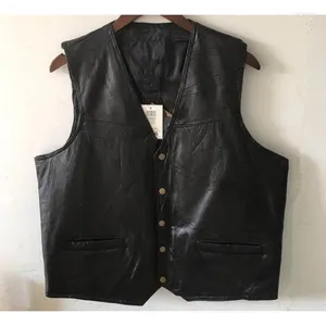 Gilet da uomo Gilet da moto Gilet in pelle da uomo Gilet nero Biker maschile Punk Giacca senza maniche autunnale con bottoni originali