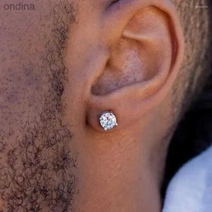 Stud Studörhängen 925 Sterling Silver Magnetic Earring Män Kvinnor som lyser Magnet Ear 6mm Cubic Zircon Clip Non Piercing Jewelry 240306