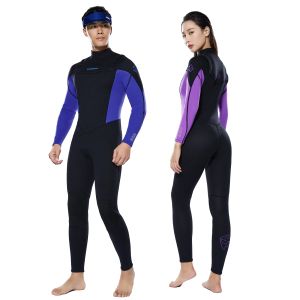 Costumi da bagno Mute Donna Uomo Muta intera in neoprene da 3/2 mm Muta da sub in acqua fredda, Costume da bagno termico con cerniera frontale a maniche lunghe