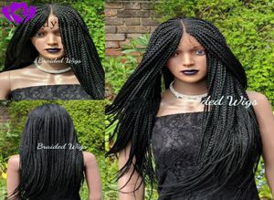 Middle part black box Braids Wigs with Baby Hair full density brazilian full lace front wig Glueless Synthetic braided Wigs for Bl2507237