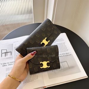 Designer plånböcker Victory Mini Glossy Leather Wallet Fold Money Purse Luxury Men Women Bank Card Holder Coin Passport Holder Fashion Iconic Knappar Cross Body Wallet