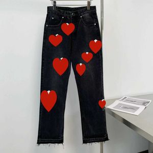 Designerns bästa original Straight Leg Ch Black Jeans High Street Men's and Women's Casual Leather Label Washed Cross Pantsic3