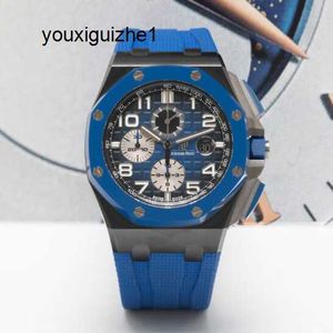 Бизнес-хронограф AP Watch Мужские часы Royal Oak Offshore Автоматические механические керамический материал 44 диаметра Синий диск с дисплеем даты Часы-хронограф 26405