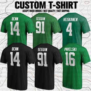 Tyler Seguin Jamie Benn Jason Robertson Jake Oettinger Mike Modano Miro Heiskanen Camiseta de manga curta para fãs do clube de hóquei dos EUA