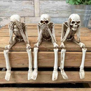 Dekorativa föremål Figurer Halloween harts Ornament Skull Skeleton Creative Courtyard Atmosfär Dekorativa ornament Handikraftmodeller T240306