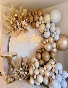 Decoração de festa 123 pcs chá de bebê balões marrons guirlanda damasco pele cor café látex balão arco para casamento aniversário decor8948348