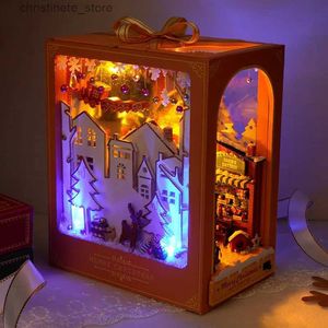 Architettura/Casa fai-da-te Capanna di Natale Regali Libro Angolo Fai da te Mobili per casa delle bambole in legno Accessori per casa delle bambole Scale Casa Miniature Bambini Per giocattoli