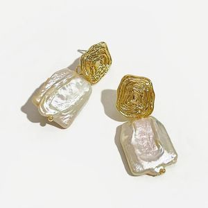 PerisBox Wave Shape Irregular Baroque Pearl Earrings Natural Freshwater Pearl Earrings Drops Vintage French Earrings for Women 240226