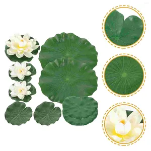 Dekorativa blommor lotus damm flytande konstgjorda liljor lämnar vattenblad kudd realistiska pool kuddar prydnad falska skum akvarium livlig inredning
