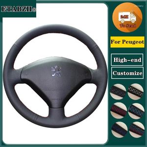 Steering Wheel Covers Braid Car Cover ForPeugeot 307 SW 2001-2008 Hand Sewing Microfiber Leather Wrap Accessories