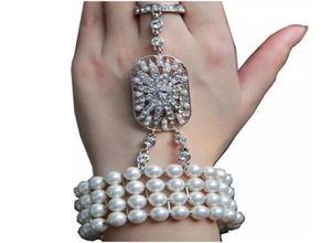 In Stock Ready to ship wedding accessory crystal Bridal Bracelet with ring hand chain4868407