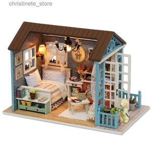 Arkitektur/DIY House Doll House DIY Miniature Dollhouse Toy Furnitures Casadolls Hus Leksaker för barns födelsedagspresentz007