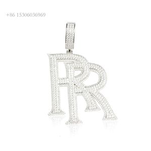 Bästa smyckesdesigner Iced ut anpassade RR -bokstäver för halsband Sier VVS Moissanite Fashion Jewelry Pendants Charms