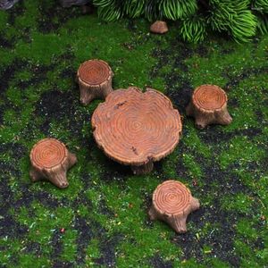 Decorações de jardim 5 pcs DIY Micro Paisagem Pilha de Madeira Resina Artesanato Pequena Mesa e Cadeira Estátua Requintadamente Ornamentos