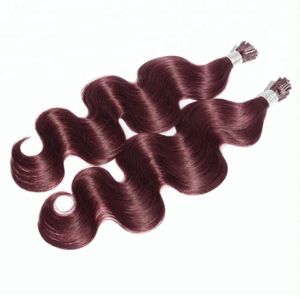 Customized Double Drawn Body Wave I Tip Hair Extension 1gramsstands 100pcsset6540628