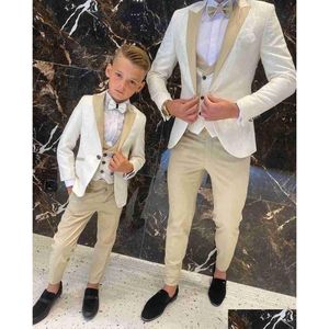 Kläder sätter blommönster pojke formella passar middag tuxedos små pojkar groomsmen barn för bröllop fest prom kostym slitage ensembler de dhc9m