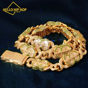 Hello Hip Hop Dollar Baguette Logo Unlimiteted Cuban Box Link Out Out Aaaa Zircon Miami Naszyjnik Mężczyźni Kobiety biżuteria Hip Hop 14 mm