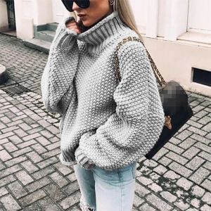 Pullovers Women Autumn Batwing Long Sleeve Sweater Turtleneck Solid Color Chunky Cable Knit Pullover Tops Oversized Loose Jumper