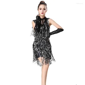 Stage Wear Fancy Clothing Tassels Sequins Dance Dress Sexy Costume Dancing For Latin Jazz Ballroom Performance