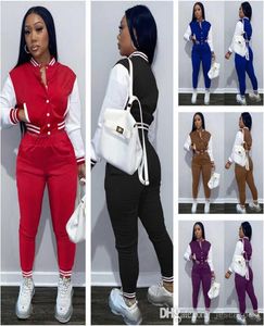 Designer Women Tracksuits Varsity Baseball Jackets Pants Set Two Piece Sweatpants Outfits 2022 Fall Winter Patchwork Sweat Suits9646170