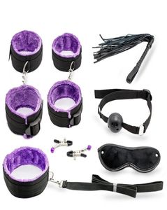 Sexig leksak 7 PCSSet Kit Sex Toys för par Nylon Sex Bondage Nipple CLAMEPS Handbojor Boll Gag Eye Mask Erotic Toys7082863