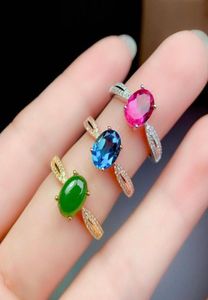 Wedding Rings Green Oval Crystal Emerald Ring Female Engagement 100 True 925 Silver Plated Gem Jewelry Gift1082252