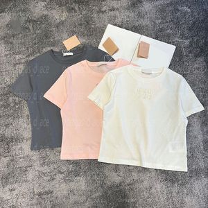 Укороченные женские футболки с надписью, повседневные летние топы с коротким рукавом, дышащие белые, розовые, серые дизайнерские рубашки