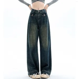 Damen Jeans Hohe Taille Breites Bein Frauen Frühling Sommer 2024 Plus Größe Gerade Lose Lässige Vintage Denim Hosen Streetwear
