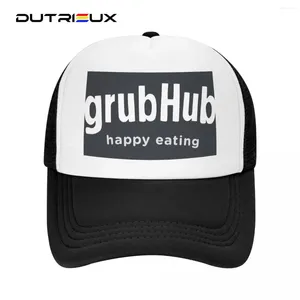 Berets Grubhub Happy Eating Baseball Cap For Men Women Snapback Trucker Hat Adjustable Unisex Fishing Mesh Hats