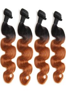 Peruvian Virgin Hair Ombre Human Hair Bundle Peruansk kroppsvåghår väver 1B27 1B427 1B304990291