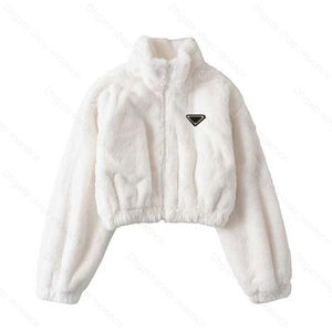 Womens Jacket Wool Coats Woman Fur Thick Jackets Plush Windbreaker Long Sleeves With Letters Budge Coat S-L
