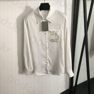 Camisa de perfuração colorida feminina moda botão manga longa jaqueta de proteção solar lapela fina camiseta