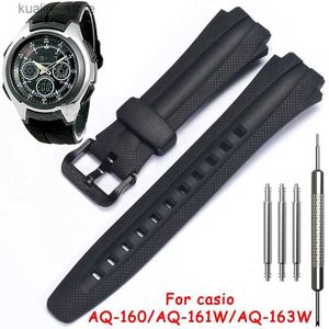 Watch Bands 17mm Resin Strap For Casio AQ-160w AQ-161w AQ-163w Band Men Black Rubber Waterproof Replacement Accessories L240307