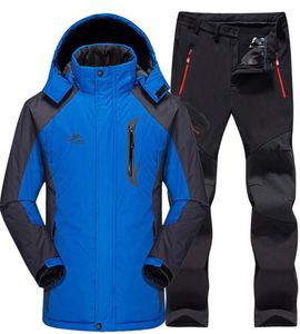 Лыжный костюм Мужская водонепроницаемая термофлисовая куртка для сноуборда Брюки Мужской комплект одежды для катания на горных лыжах и сноуборде Зимний снег C181121028302