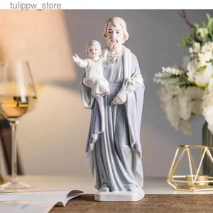 Decorative Objects Figurines Christian Ceramic Figure Sculpture Ceramic Handicraft Ornaments Catholicism Statue of Jesus Family Church Home Decoration Gifts