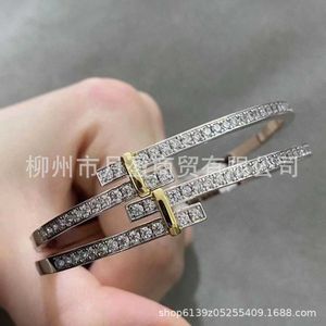 Hot New tiffay 925 Silver Bracelet Counter Quality Light Luxury Fashion LOCK Diamond Inlaid Lock with Gold Plating 8B7F