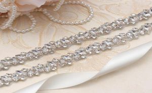 MissRdress Thin Wedding Dress Belt Sash Silver Crystal Diamond Rhinestones Bridal Belt Sash for Wedding Decoration YS8633055593