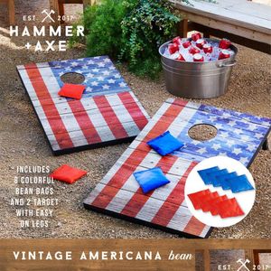 Utomhusspel Aktiviteter Träböna Bag Cornhole USA Edition Innehåller 8 påsar Två 3 x2 brädor Drop Delivery Sports Outdoors Leisure Dhypm