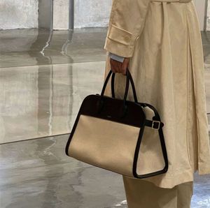 Cowhide Tote Canvas The Row Bag Women Premium新しい高容量Margauxハンドバッグ高品質