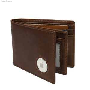 Money Clips Airtag Mens Portfels RFID Oryginalne skórzane portfele Trifold dla mężczyzn z identyfikatorem okna i karty kredytowej L240306