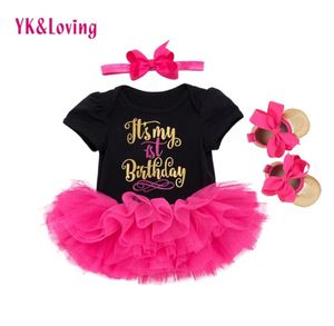 1st Birthday Girl Baby Dress Summer Cotton Black and White Romper Tutu Dresses First kids Infant for Girls Party Clothes Y2008033772686