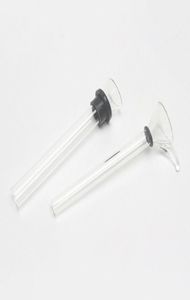 Glass Downstem Pipes 12mm Manlig stam Diffused Slide Trattstil med svart gummiadapterrör för rökning av vattenrör Bongs3717977